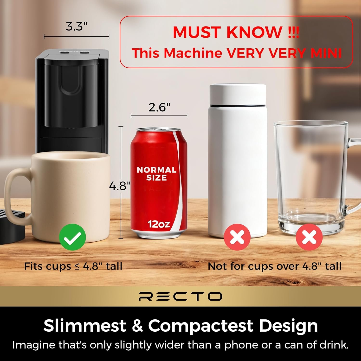 CHULUX RectoCafé Espresso Machine for Nespresso Original Capsule Pod, 20 Bar Professional Italian Pump Coffee Machine, Extra Mini Espresso Maker for Home & Office, Black - Image 2