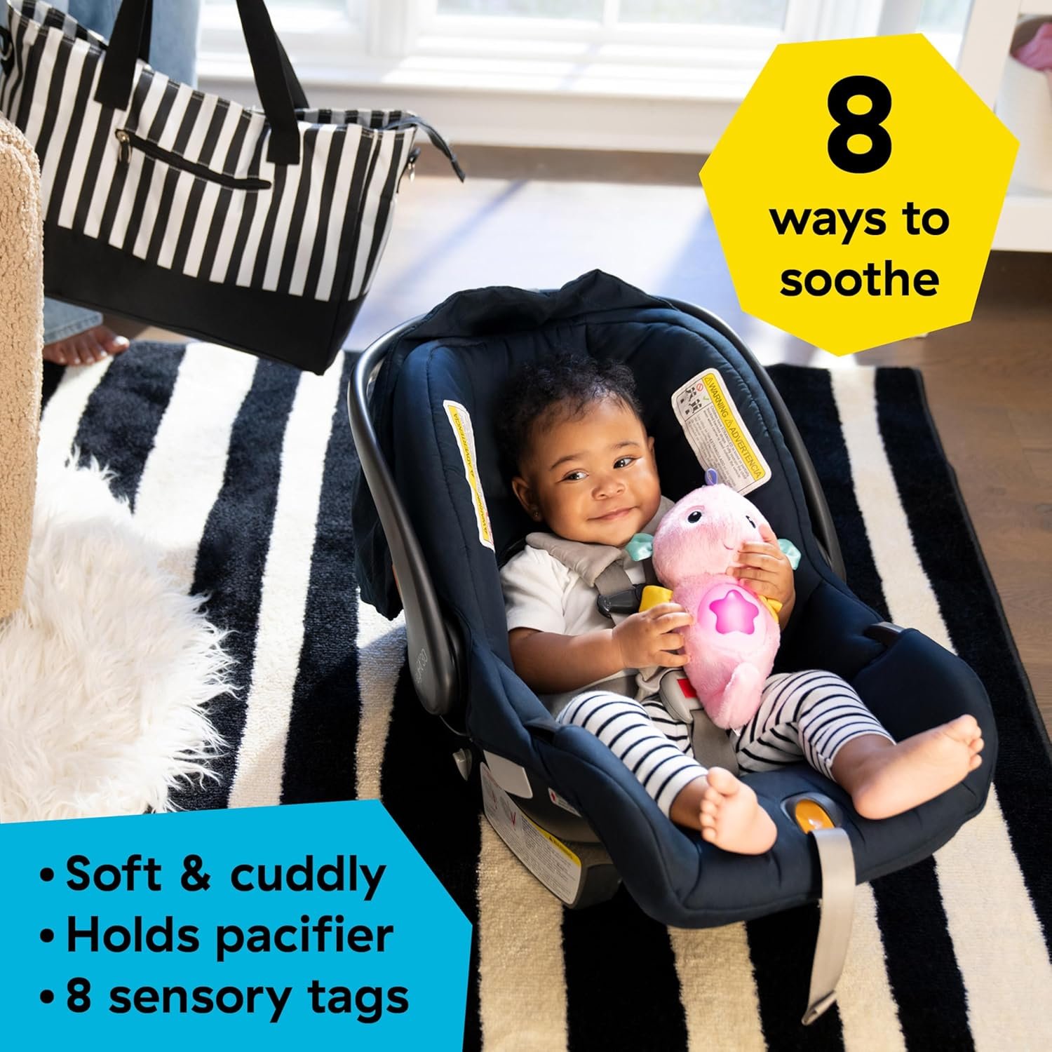 Baby Einstein Sea Dreams Seahorse Plush Soother Toy, with Music and Lights, Ages 0 Months and Up, Pink - Image 3