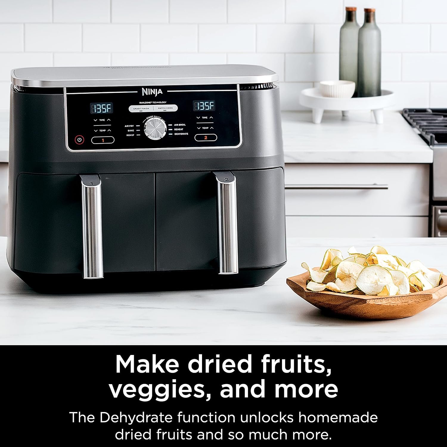Ninja DZ401 Foodi 10 Quart 6-in-1 DualZone XL 2-Basket Air Fryer with 2 Independent Frying Baskets, Match Cook & Smart Finish to Roast, Broil, Dehydrate for Quick, Easy Family-Sized Meals, Grey - Image 13