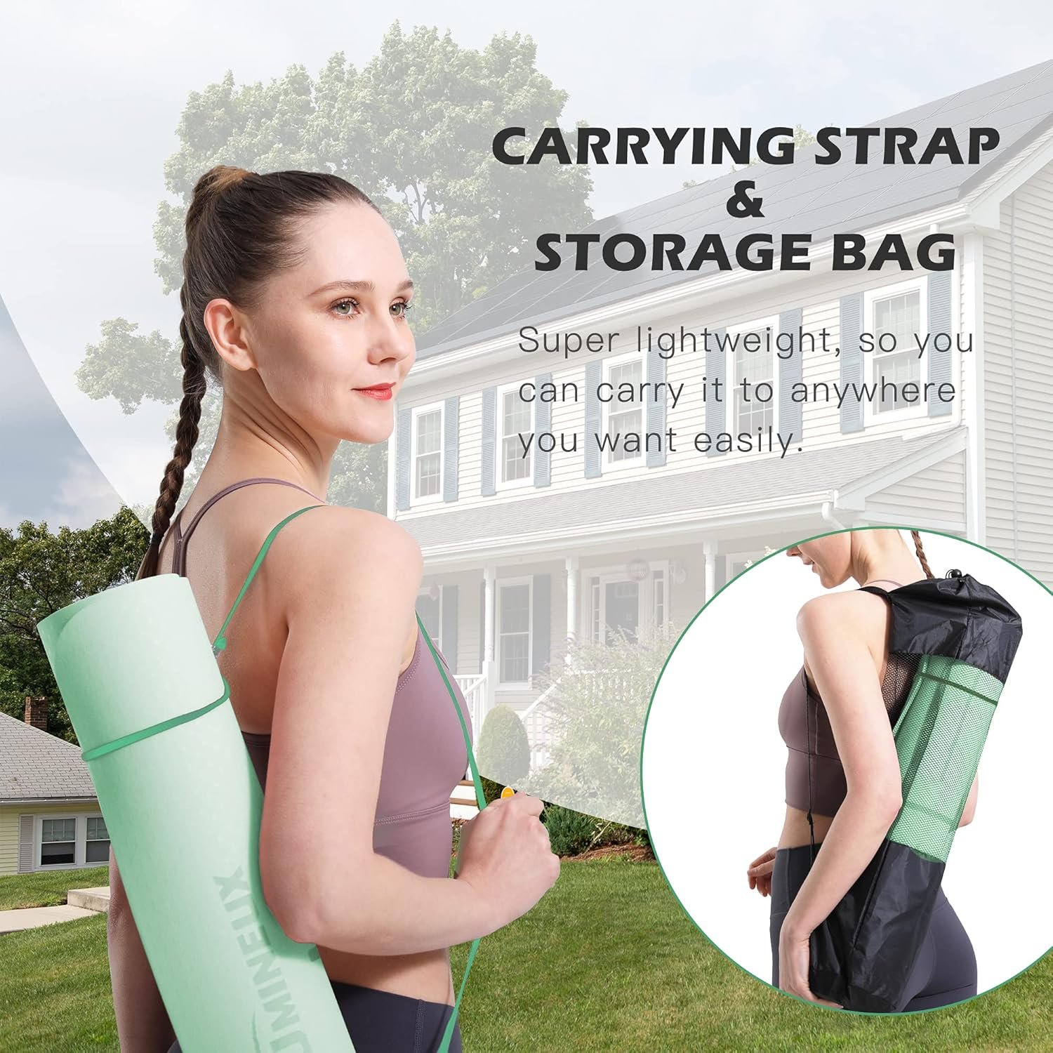 UMINEUX Yoga Mat Extra Thick 1/3'' & 2/5" Non Slip Yoga Mats for Women Eco Friendly TPE Fitness Exercise Mat with Carrying Sling & Storage Bag - Image 6