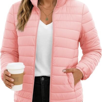 TACVASEN Women's Puffer Jackets Quilted Packable Puffy Coats Lightweight Winter Warm Zip Up Down Jacket Stand Collar