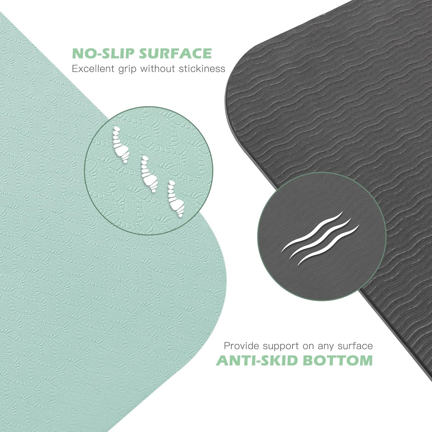 UMINEUX Yoga Mat Extra Thick 1/3'' & 2/5" Non Slip Yoga Mats for Women Eco Friendly TPE Fitness Exercise Mat with Carrying Sling & Storage Bag - Image 2