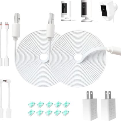 10FT Power Adapter and Cable for Ring Camera, Ring Stick Up Cam Battery, Ring Spotlight Cam Battery/Pro/Plus, Blink Outdoor 4(4th Gen), EufyCam 3C, Power Cord with Charger for Security Camera, 2 Pack