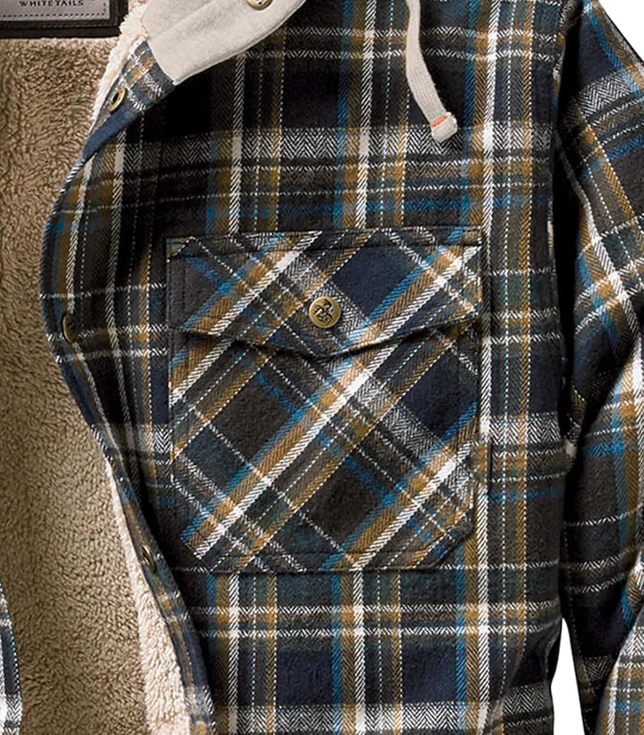 Legendary Whitetails Men's Hooded Shirt Jacket Plaid Flannel Berber Lined Polyfill Insulated - Image 5