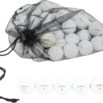 Clean Green Golf Ball Mix - 50 Titleist Pro V1 and V1x Recycled and Used Balls - Includes Mesh Carrying Bag - Good Condition