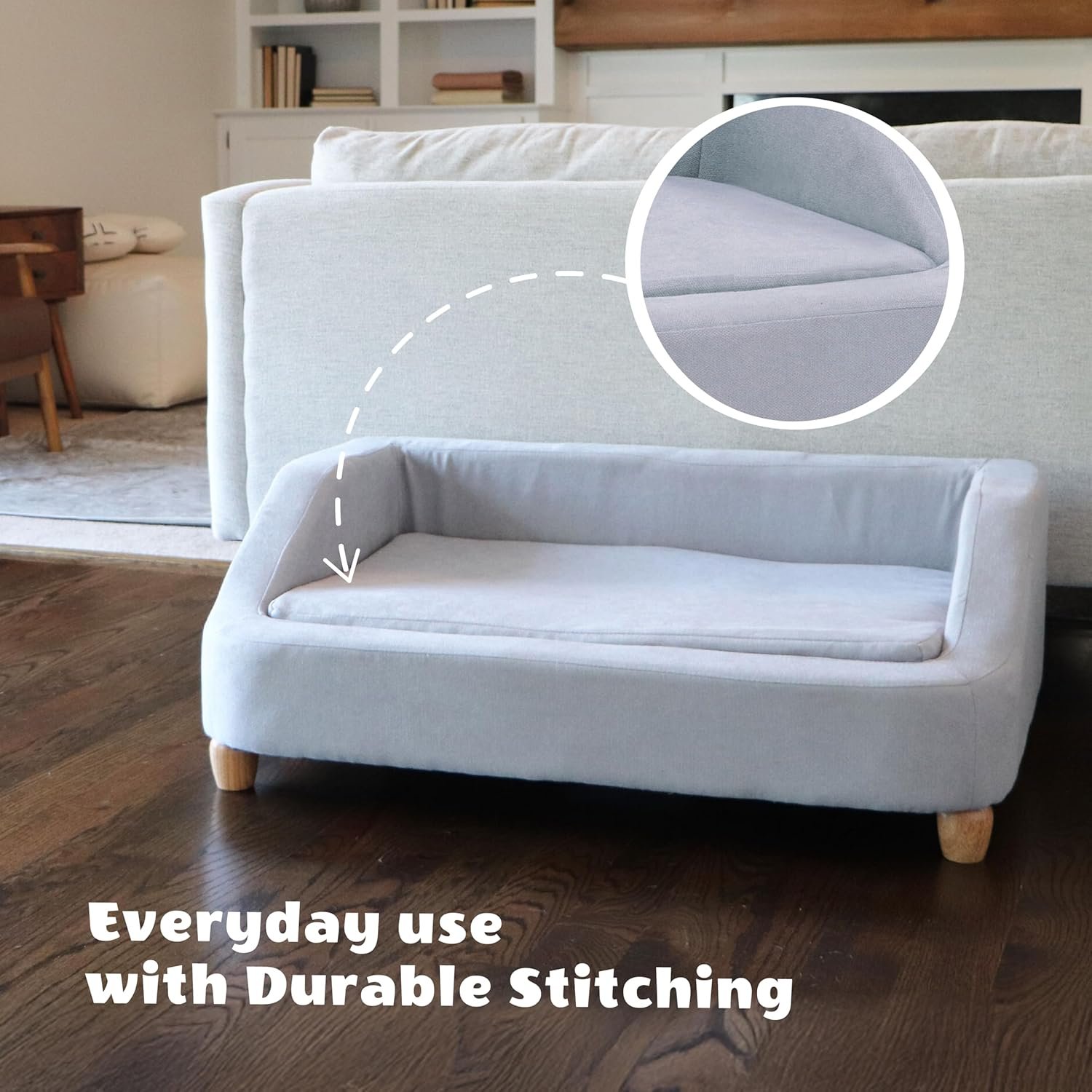 Critter Sitters 36-In. Microfiber Gray Rectangular Dog Sofa for Medium-Sized Dogs, Stylish and Modern Elevated Dog Bed, Durable and Easy to Clean Dog Sofa Bed, Cushioned Dog Sofas & Chairs - Image 9