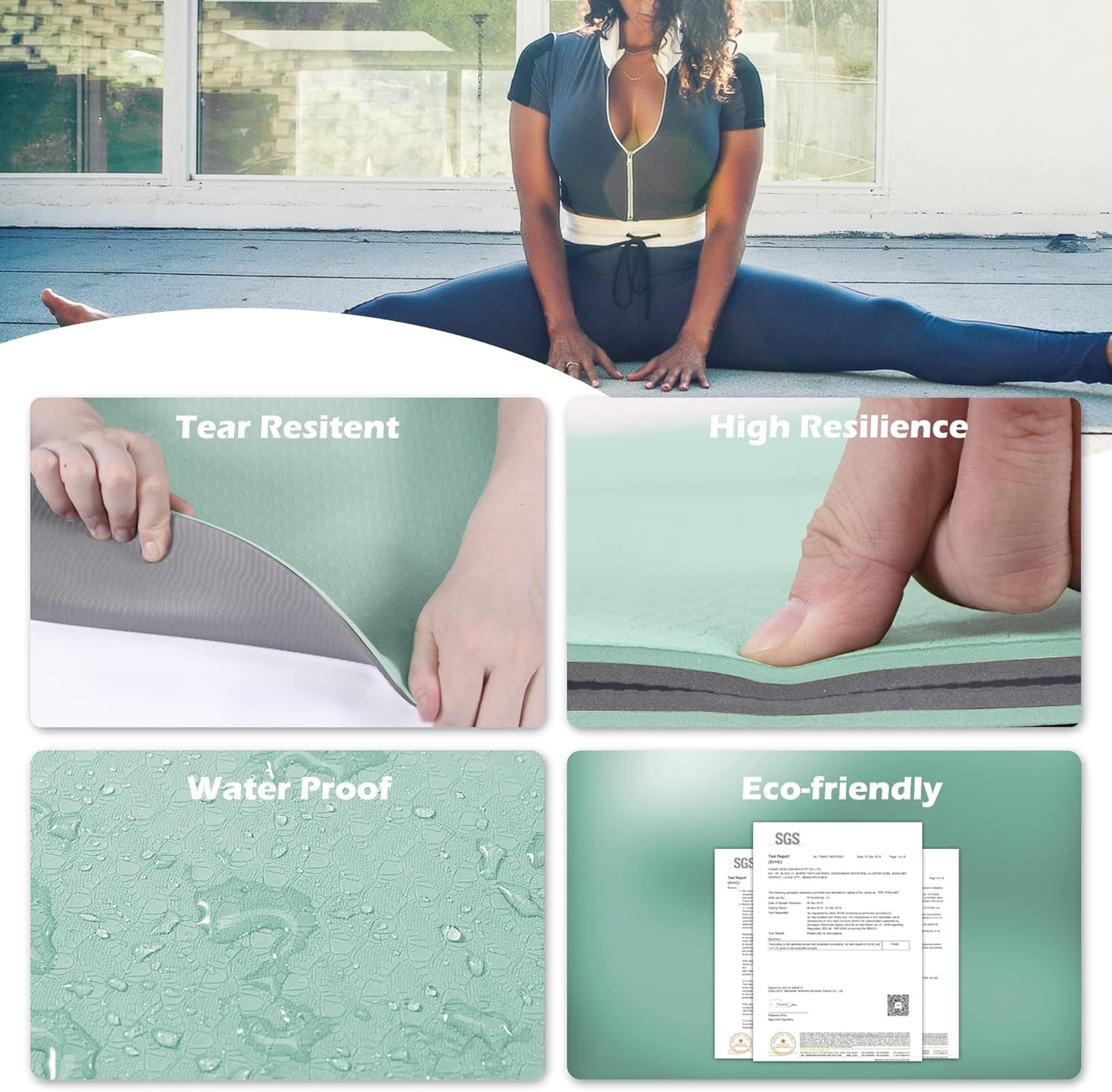 UMINEUX Yoga Mat Extra Thick 1/3'' & 2/5" Non Slip Yoga Mats for Women Eco Friendly TPE Fitness Exercise Mat with Carrying Sling & Storage Bag - Image 3