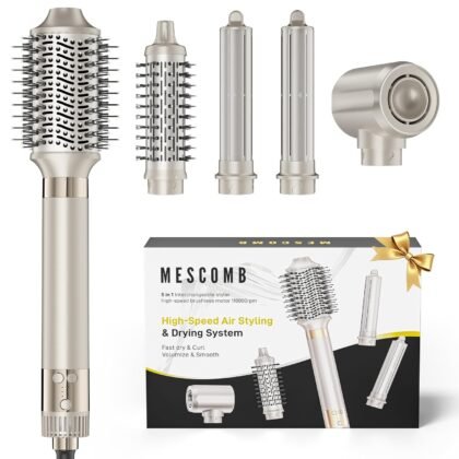 MESCOMB Upgraded 5-in-1 Hot Air Styler – Hair Dryer & Versatile Air Styler with Auto Wrap Curlers, Volumizing Brushes, Frizz-Free Hair Styler Tool for Curling, Smoothing & Adding Volume, Not Damage