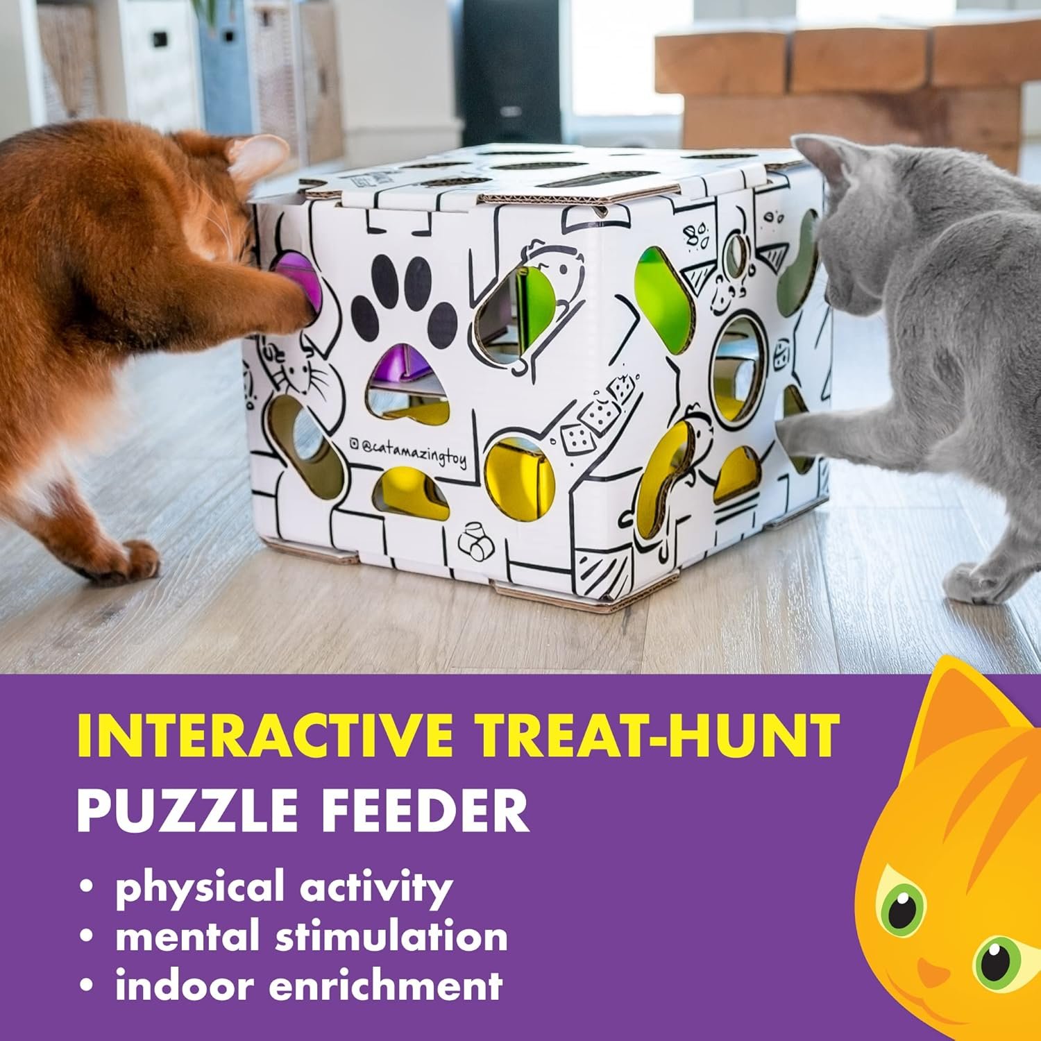 Cat Amazing Sliders – Puzzle Toy for Indoor Cats – Treat Box Interactive Maze – Enrichment Feeder – Best Cat Toy Ever! - Image 5