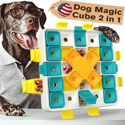 KADTC 2 Levels of Challenge Advanced Dog Puzzle Toy, Brain-Teasing Cube,U.S. Brand & Design,Interactive Boredom Buster for Smart Dogs Small Medium Large All Breeds Mental Stimulation Enrichment Toys
