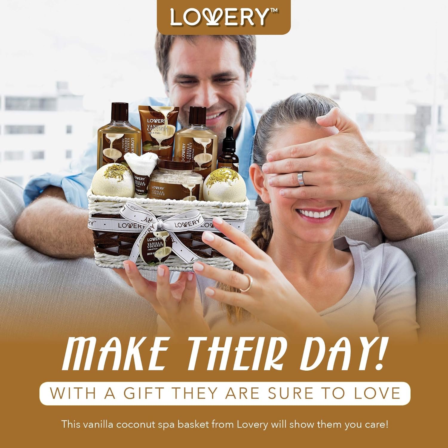 Gifts For Women Gift Basket for Women– 9 Piece Set of Vanilla Coconut Home Spa Set, Luxurious Valentines Day Gifts for Her, Bath and Body Sets Includes Fragrant Lotions, Large Bath Bombs, Coconut Oil - Image 6