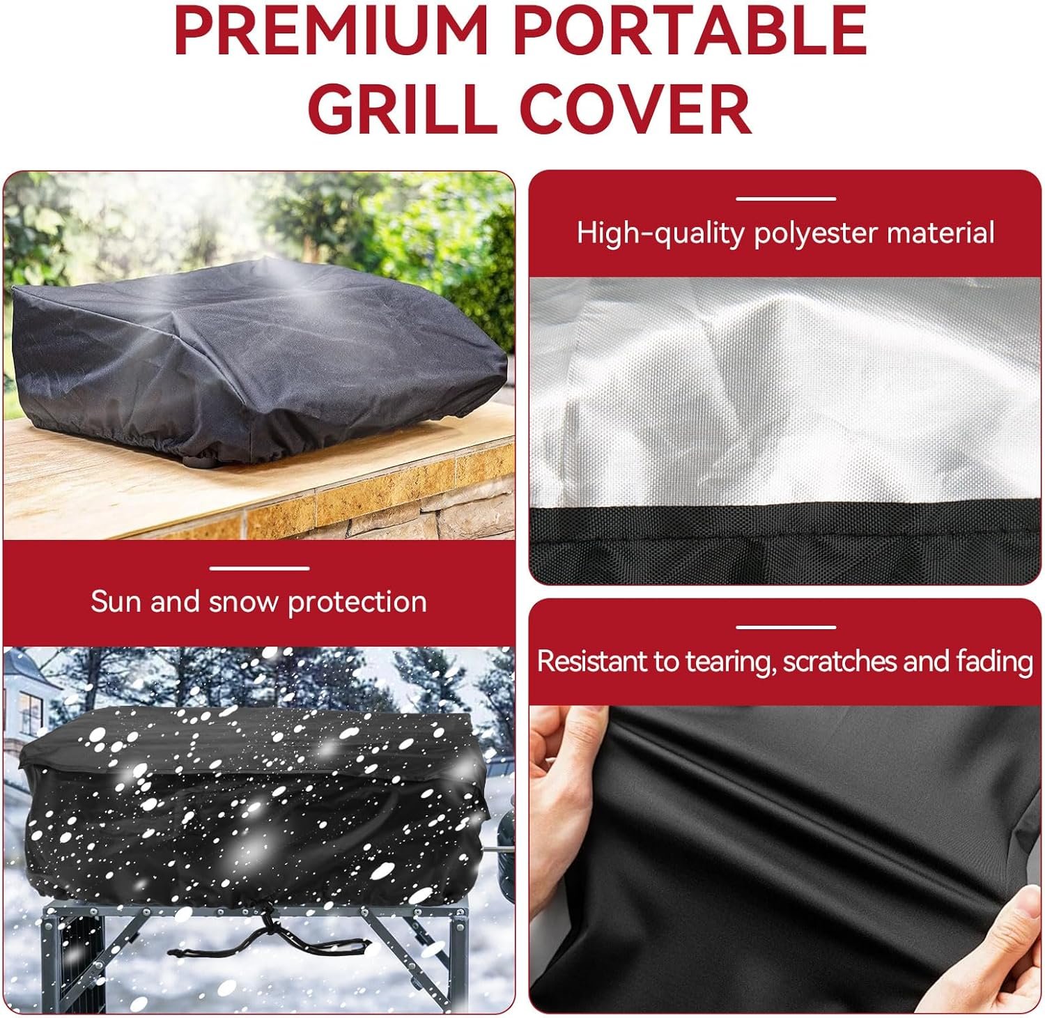 22" Griddle Cover for Blackstone 22 inch Tabletop Griddle with Hood 1813, Waterproof Grill Cover, Portable Camping Outdoor BBQ Flat Top Gas Grill Accessories, Black - Image 6
