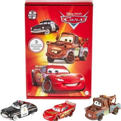 Mattel Disney and Pixar Cars Toys, Radiator Springs 3-Pack of Die-cast Toy Cars & Trucks with Lightning McQueen, Mater & Sheriff
