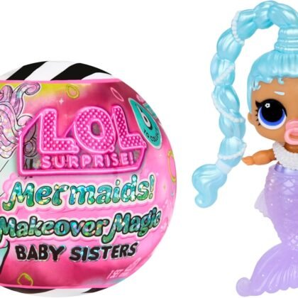 LOL Surprise Mermaids Makeover Magic Baby Sisters with Color-Changing Mermaid Tails and Shell-Inspired Display Ball, Collectible Dolls, Kids Ages 4+