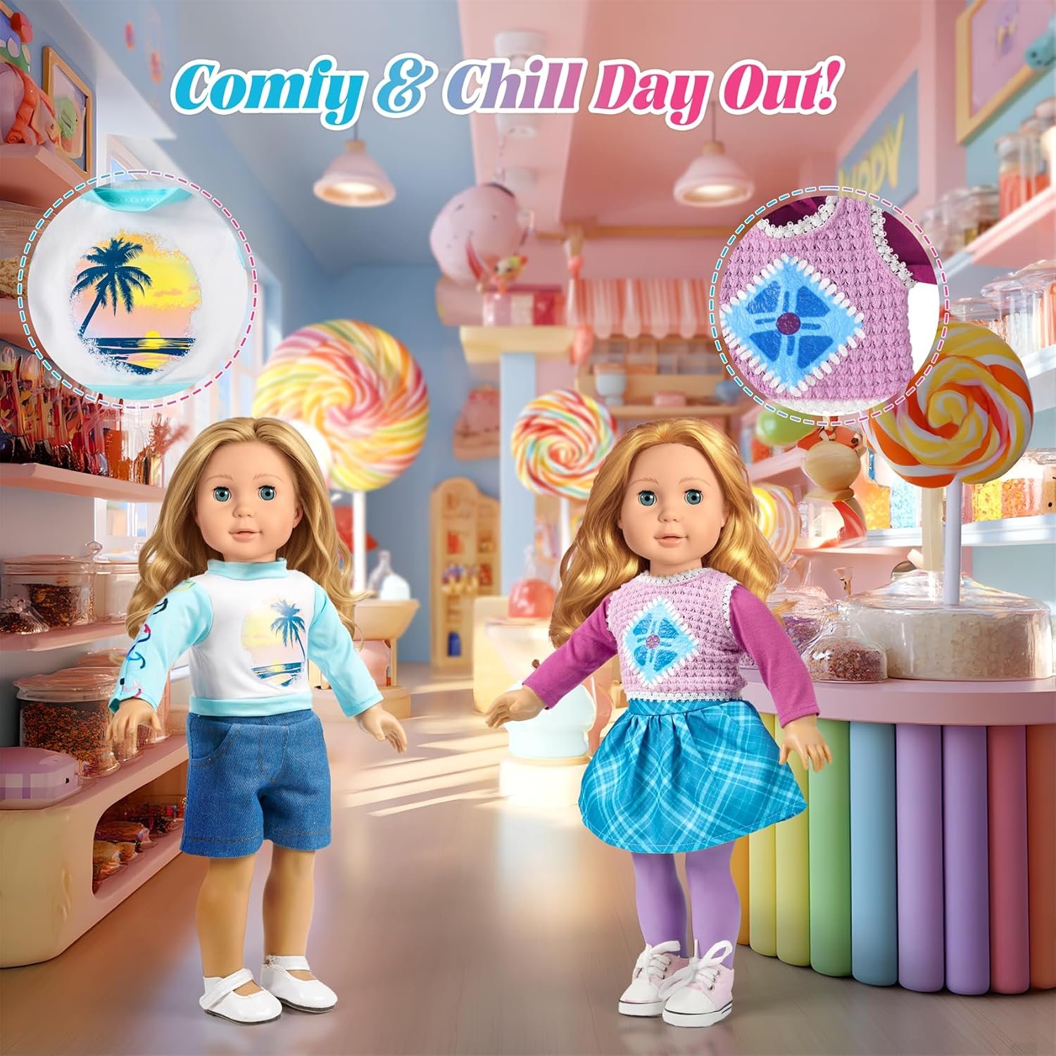 9 Sets American 18 Inch Doll Clothes and Accessories - Outfits Sets - Princess Fashion Bundle for Girl(No Doll) - Image 4