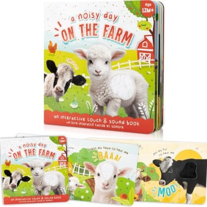 Fun Touch and Feel Sound Book for Babies and Toddlers - Interactive Sensory Book with Animal Noises for 1-3 Year Olds - Perfect Sound Book Toy for Baby Showers & Newborn/Infant Gift 12-18 Months