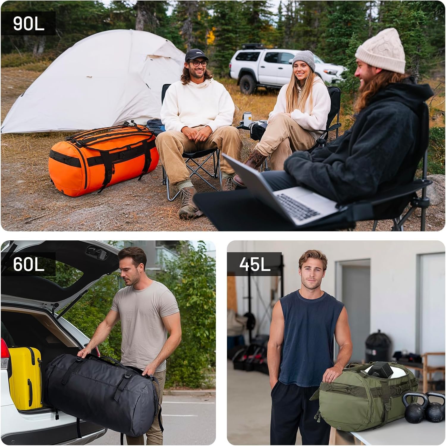 MIER Large Duffel Backpack Sports Gym Bag with Shoe Compartment, Heavy Duty and Water Resistant, Dark Green, 90L - Image 6