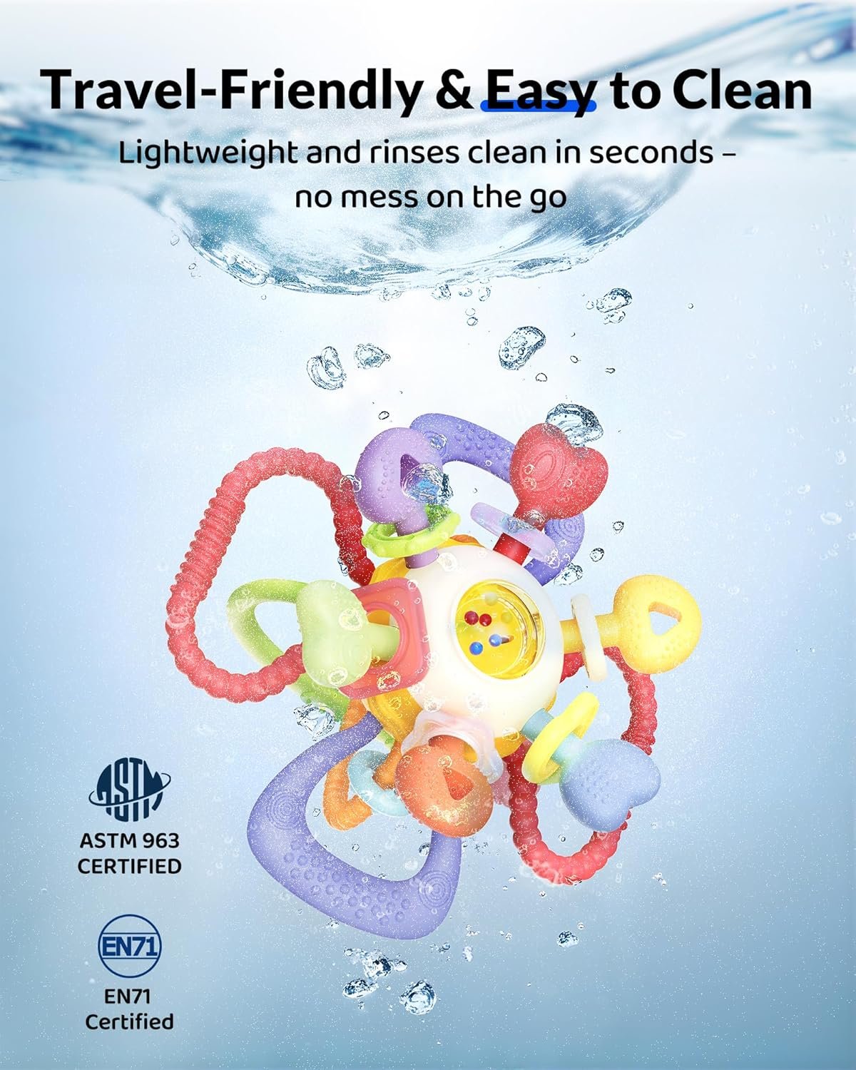 Baby Montessori Sensory Teething Toy - Safe, Multi-Functional BPA-Free Silicone Teether for Babies 0-12 Months - Teething Relief & Fun Play with Rattle - Perfect Baby Toys for Boys & Girls - Image 8