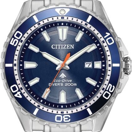 Citizen Men's Promaster Sea Eco-Drive Stainless Steel Watch, 3-Hand Date, One-Way Rotating Bezel, ISO Compliant, Luminous Hands and Markers