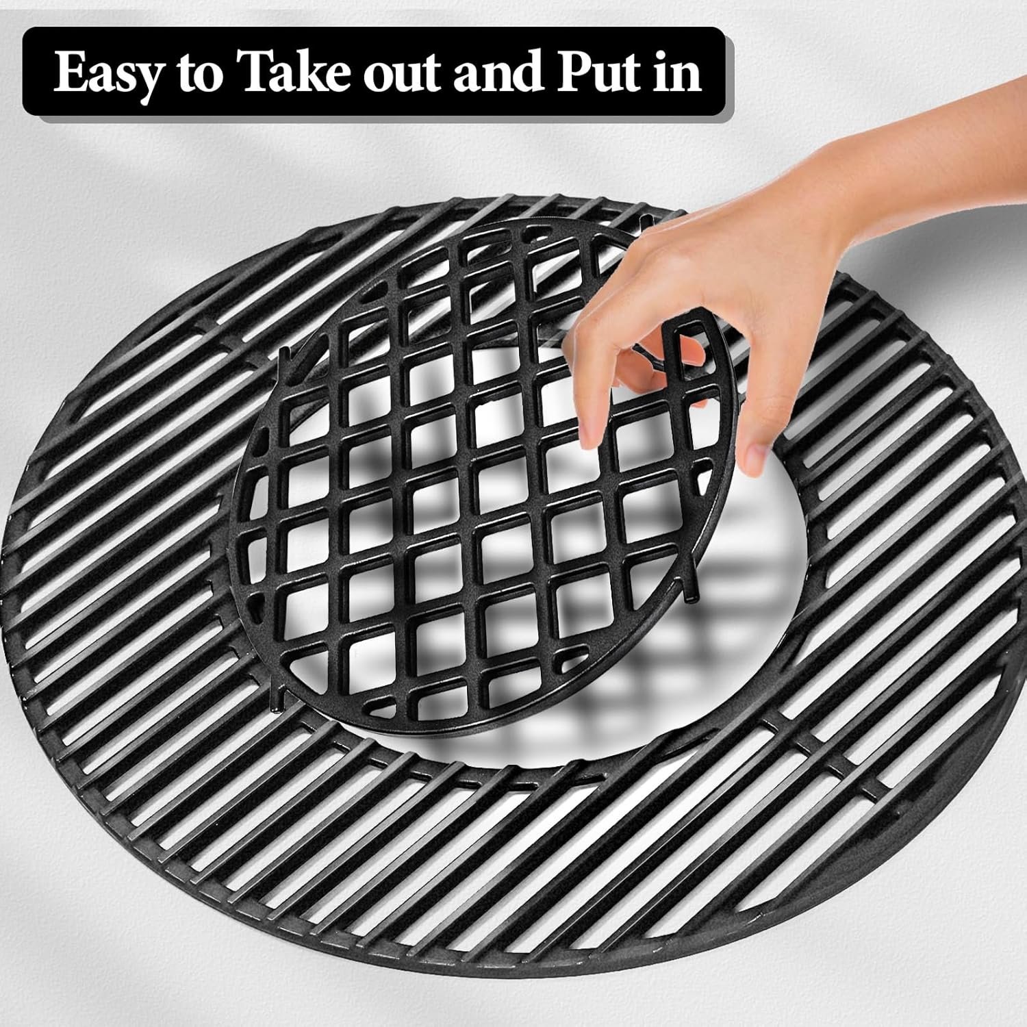 Uniflasy Cast Iron Cooking Grate for Weber 22 inch Kettle Grills, Gourmet BBQ System, One-Touch, Bar-B-Kettle, Master-Touch, Performer, for Weber 22.5 inch Original Kettle Premium Charcoal Grill, 8835 - Image 7