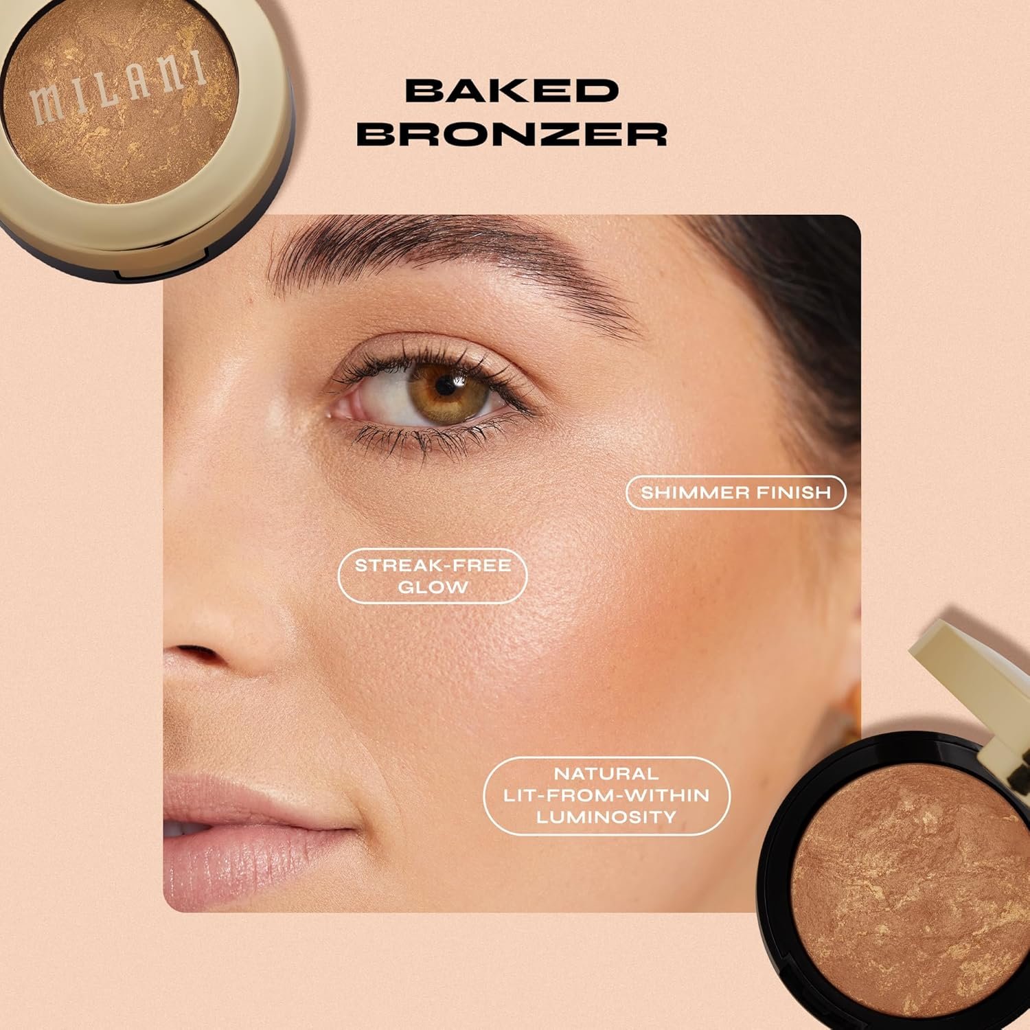 Milani Bronzer Powder - Baked Bronzer Made in Italy, Bronzing Shimmer Highlighter Makeup for Contour -Dolce - Image 4