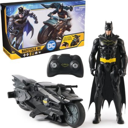 DC Comics, Batman Stealth Remote Control Batcycle with 12" Batman Action Figure, Super Hero Kids Toys for Boys and Girls Ages 4 & Up