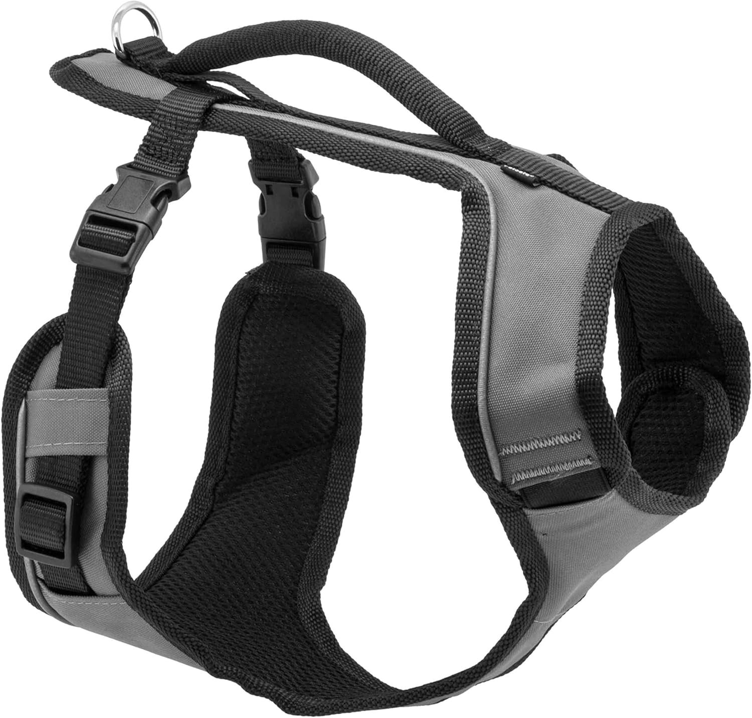 PetSafe EasySport Harness - Durable Padded Fabric, Adjustable Elastic Neckline, Rear-Leash Attachment & Nighttime Reflective Visibility - No Choke or Gag Secure Fit - Large - Charcoal