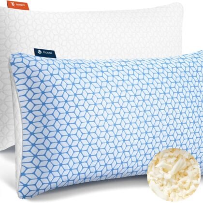 Shredded Memory Foam Pillows King Size Set of 2, Cooling Pillow Firm and Soft Adjustable for Side Back Stomach Sleepers