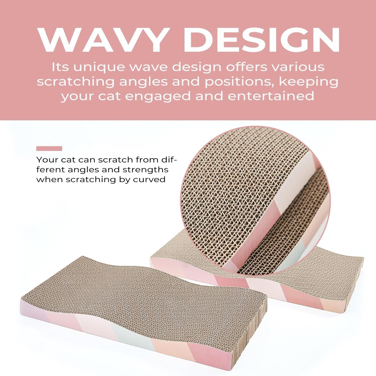 Cat Scratching Board cat Scratcher Cat Scratch Pad Cardboard cat scratchers for Indoor Cats Reversible Large Wide Corrugated with Catnip(2pcs) - Image 4