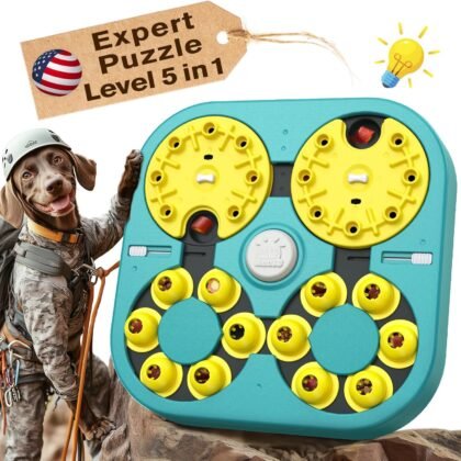 KADTC 5 Levels of Step-by-Step Challenge - 6 Ways to Play - U.S. Brand & Design - Extra-Large Size Beginner to Expert Dog Puzzle Toy for Smart Dogs Hard Puzzles Puppy Difficult Mental Stimulation Toys