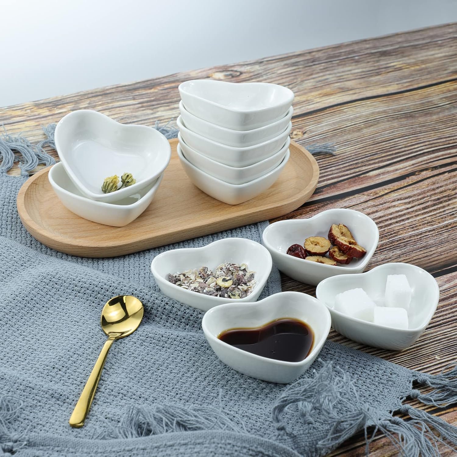 SOCOSY Heart-shaped Multipurpose Ceramic Sauce Dish Seasoning Dishes Sushi Dipping Bowl Appetizer Plates Serving Dish Saucers Bowl(Set of 4) - Image 7