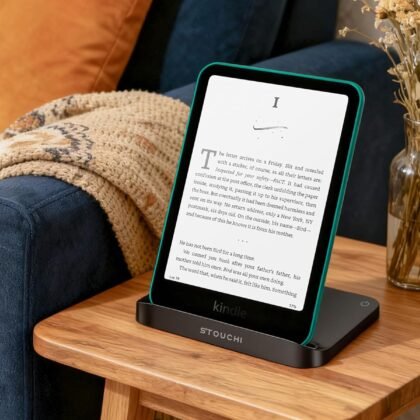 Stouchi Foldable Wireless Charging Dock Compatible with Kindle Paperwhite Signature Editions (2022 & 2024) and Colorsoft Signature Edition, Samsung Ebook，USB-C Charger Stand, Ready-to-Gift