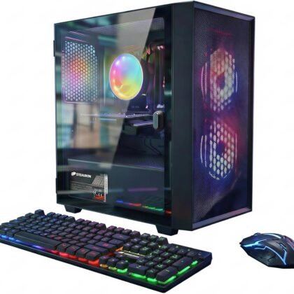 STGAubron Prebuilt Gaming PC Desktop, Radeon RX 550 4G, Intel Core i5 up to 3.6GHz, 16G RAM, 512G SSD, WiFi 6, BT 5.0, RGB Fan x2, Windows 11 Home