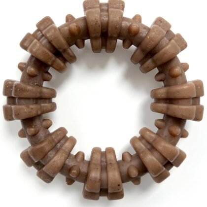 Nylabone Textured Ring Strong Chew Toy for Dogs Made with Real Beef & Chicken, Durable Dog Chew Bones for Aggressive Chewers, Keeps Dogs Busy, X-Large Dog Toys - 50+ lbs, 1 Count