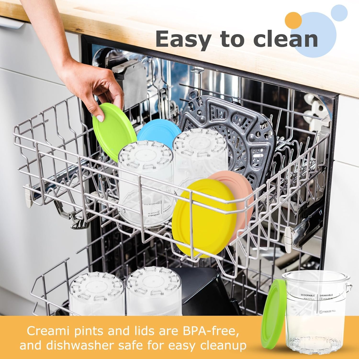 Soobool For Ninja Creami Deluxe Pints- 4 Pack, NC500 NC501 Ice Cream Pint fit for Ninja Delux Ice Cream Maker, For Ninja Creami Deluxe Containers Hold 24 Ounces of Food, Dishwasher Safe - Image 7