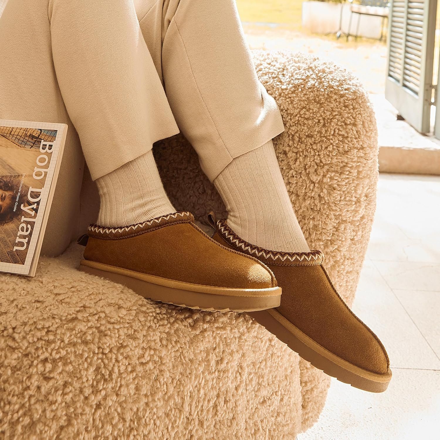 DREAM PAIRS Women's Fuzzy Cozy Slippers Genuine Suede Indoor Outdoor Fluffy Home Comfy Winter Slip On Cute Warm Memory Foam Furry Shoes FuzzyEasy - Image 8