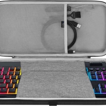 GEEKRIA Low Profile TKL Keyboard Case, Compatible with Razer BlackWidow V4 Low Profile TKL, Redragon K621, ROCCAT Vulcan TKL Pro, 87 keys Hard Shell Travel Carrying bag (Dark Grey)