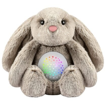 BEREST Baby Sleep Soother Bedtime Bunny with Starry Projector Night Light, Plush Stuffed Animal for Newborn Infants, Lullaby Music, White Noise, Mother's Heartbeat for Boys & Girls Shower Gifts