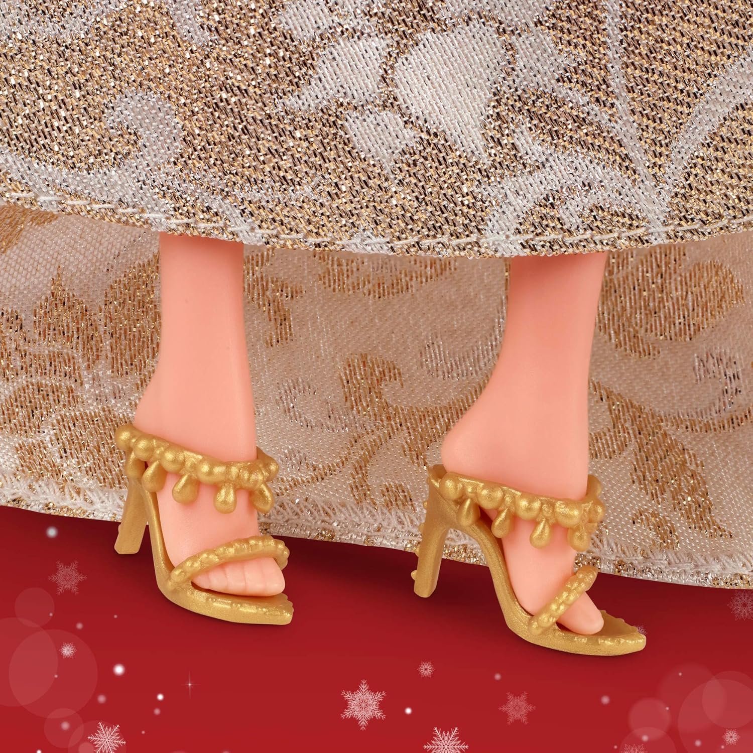 Barbie Signature 2025 Holiday Blonde Fashion Doll Wearing Silver & Gold Gown, Seasonal Collector in Displayable Packaging & Stand - Image 9