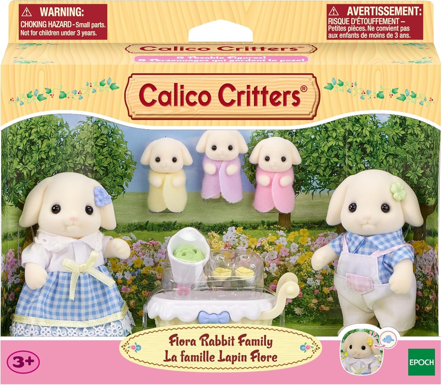 Calico Critters Flora Rabbit Family - Set of 5 Collectible Doll Figures for Children Ages 3+ - Image 2