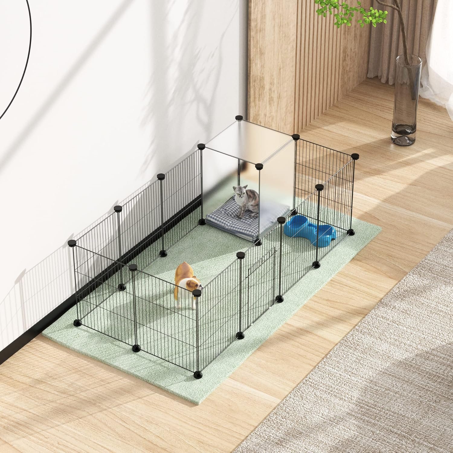 HOMIDEC Pet Playpen,Small Animals Cage DIY Wire Portable Yard Fence with Door for Indoor/Outdoor Use,Puppies,Kitties,Bunny,Turtle 48" x 24" x 16" - Image 2
