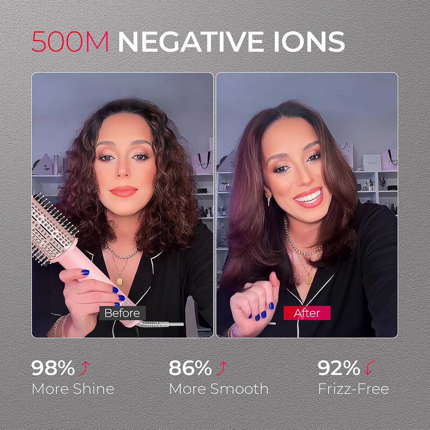 TYMO 2.0 Hair Dryer Brush Volumizer - Fast Drying Blow Dryer Brush and Smoothing Comb in One for Quick Easy Salon Blowout, Hot Air Styler Heated Round Brush Compact & Lightweight for Travel, 2.5” - Image 5