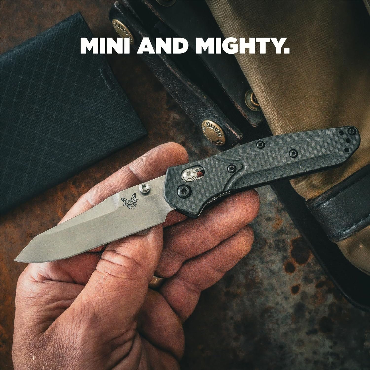 Benchmade - Mini Osborne, Every Day, Outdoor, Folding Knife, Reverse Tanto Blade with Black Carbon Fiber Handle (945-2) - Image 6