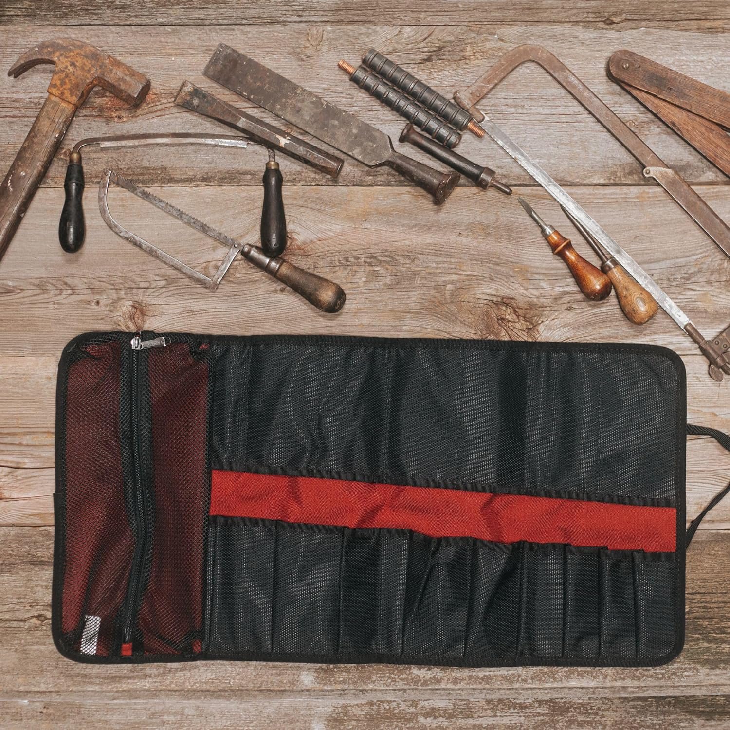 WOLVERINE Tool Bag |Tote | Utility Roll | Durable Nailhead Nylon, Adjustable Straps, and Versatile Pockets - Image 7