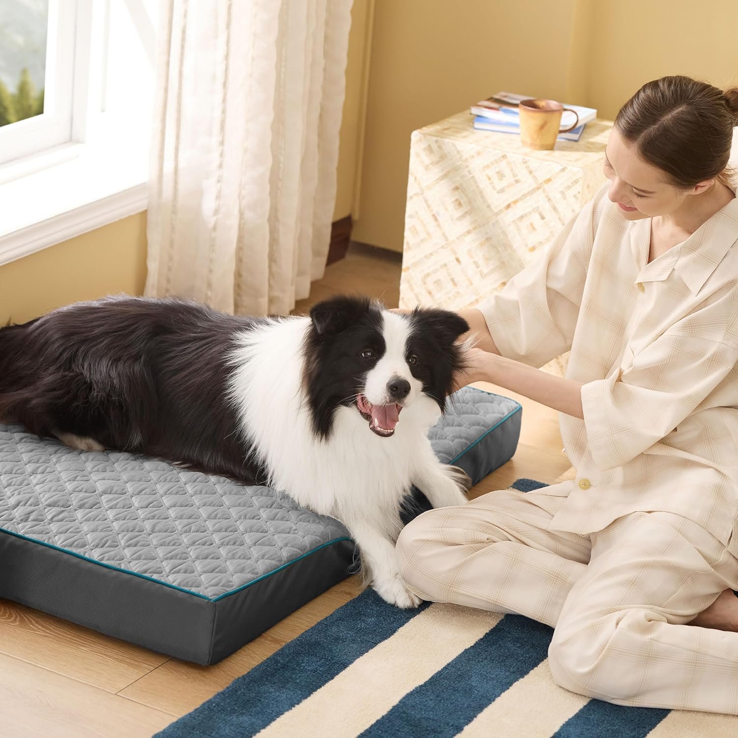 Bedsure Orthopedic Dog Bed Large Sized Dog - Memory Foam Pet Mattress with Removable Washable Cover and Egg Crate Foam, Thick Flat Suitable for Pet Up to 65 lbs, 36x27x3.5 Inches, Grey - Image 8