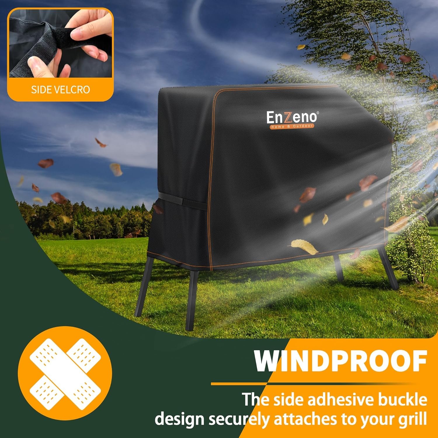 Enzeno Grill Cover for Blackstone 22 inch Griddle with Hood and Stand,Barbeque Griddle Cover Waterproof,BBQ Gas Grill Cover with Windproof Straps,Griddle Accessories for Blackstone 22 and 17 inch - Image 4