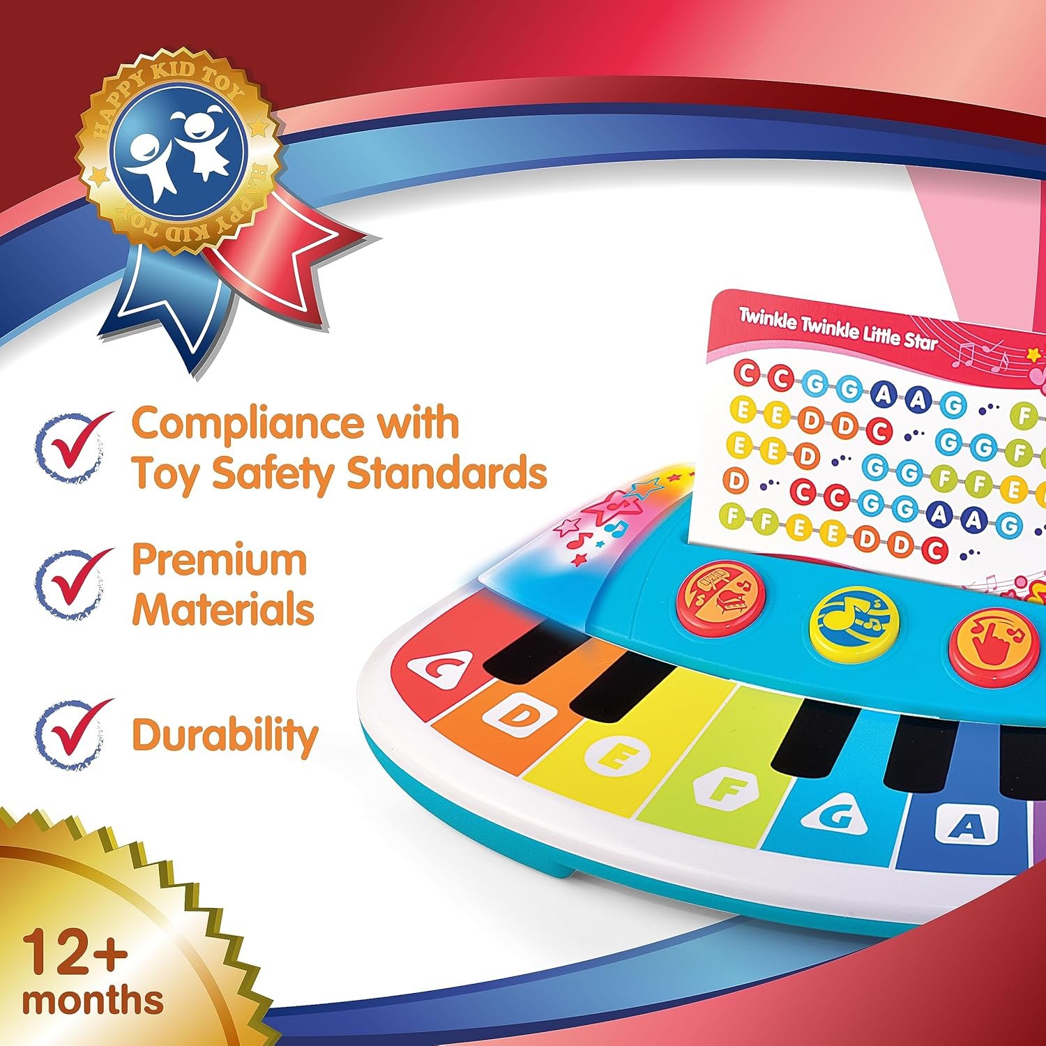 HAP-P-KID Magic Touch Baby Piano, Toddler Music Toy, Infant Touch Sensor Musical Instrument, Switch Between Xylophone, Kids Play Fun Gifts for 9 12 18 24 Month, 1 2 3 Year Old Boys Girls - Image 7