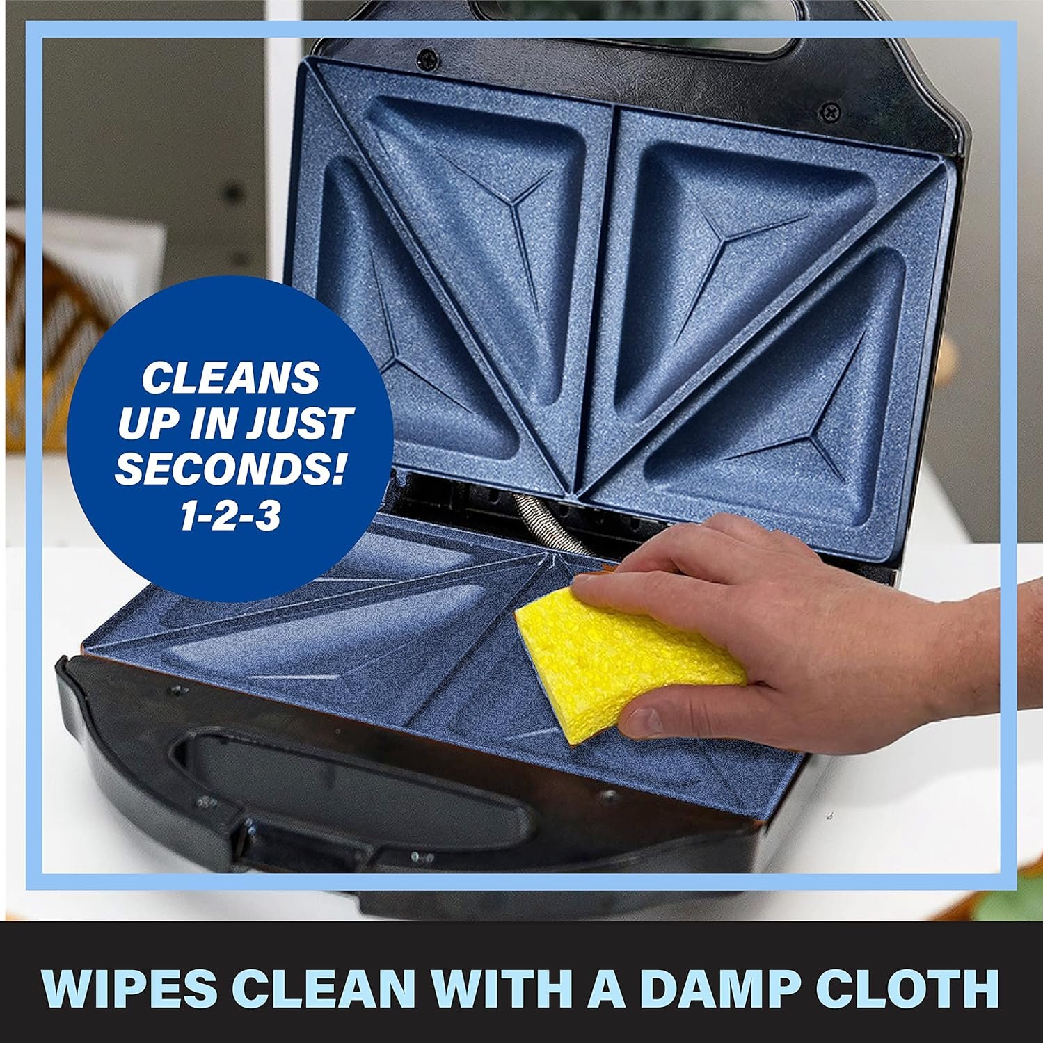 Granitestone Sandwich Maker, Toaster & Electric Panini Grill with Ultra Nonstick Mineral Surface - Makes 2 Sandwiches in Minutes with Virtually No Clean Up, with Easy Cut Edges and Indicator Lights - Image 5