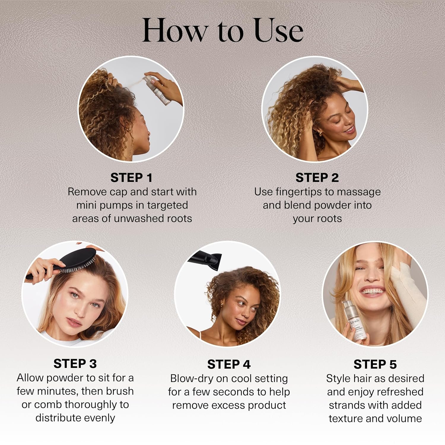 Kitsch Volumizing Rice Protein Dry Shampoo Powder - Dry Shampoo for Women & Men, No White Cast, Absorbs Oil, Non-Greasy, Light-to-medium Hair Colors, Travel Size | Ideal Gifts for Women- Invisible 1oz - Image 6