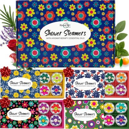Shower Steamers for Women Gift Set, 24pc Shower Bombs Aromatherapy Gift Set w/Organic Essential Oils. Shower Melts, Bath Bombs for Shower, Birthday Gifts, Individually Wrapped & 4 Boxes of Pack of 6